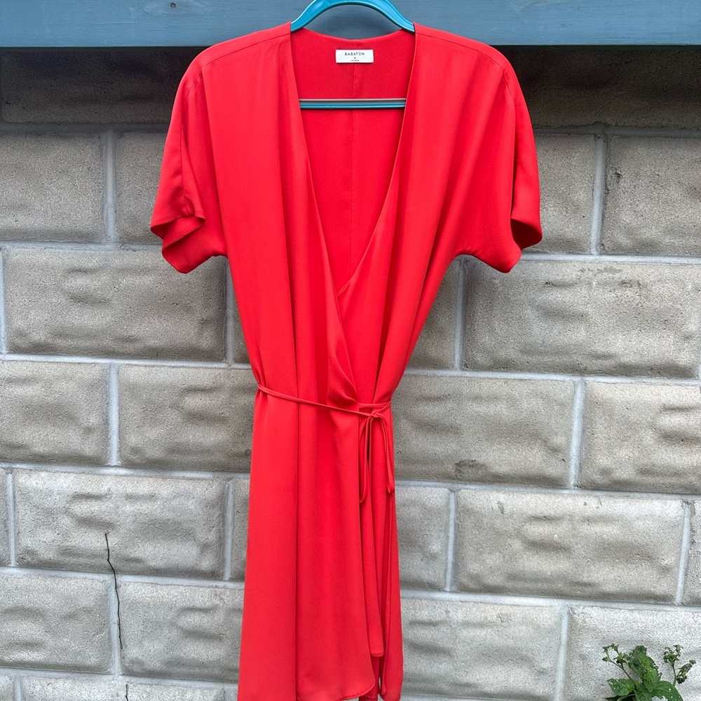 Babaton - Wallace Wrap Dress - Coral - Medium